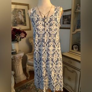 Fresh Produce abstract print sheath dress key hole back size S